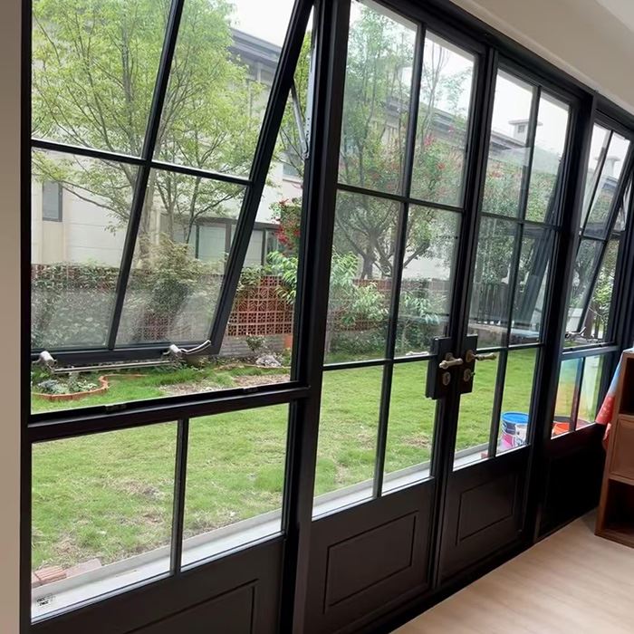 steel look aluminium doors factory